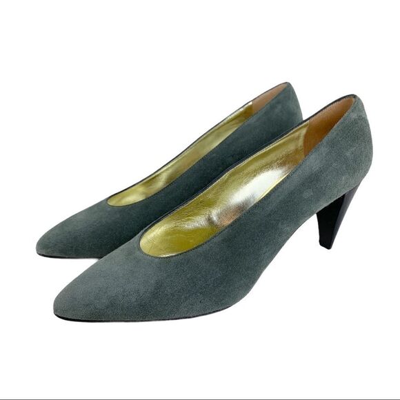 Walter Steiger Gray Suede Vintage Pumps 7.5 Narrow - Picture 1 of 10